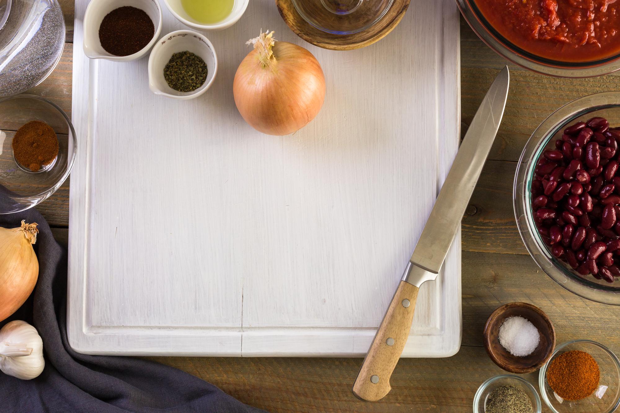 Workshop table with ingredients and tools